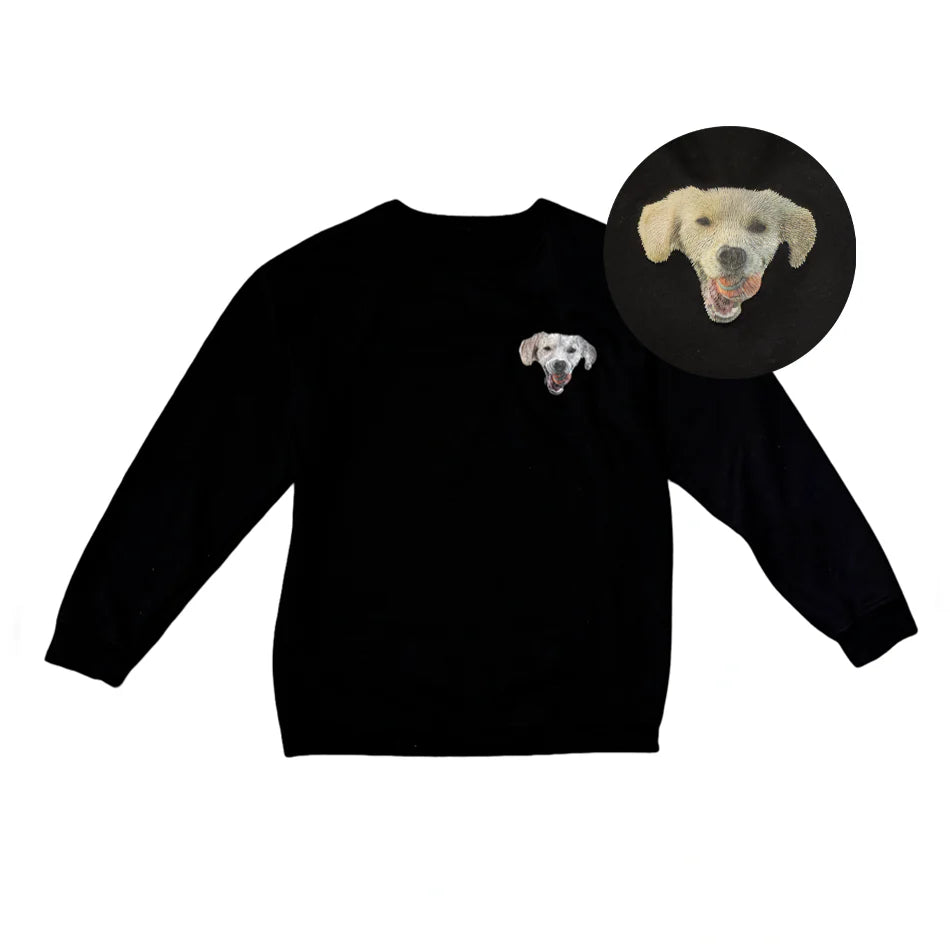 Custom Embroidered Crewneck With Your Pet's Face
